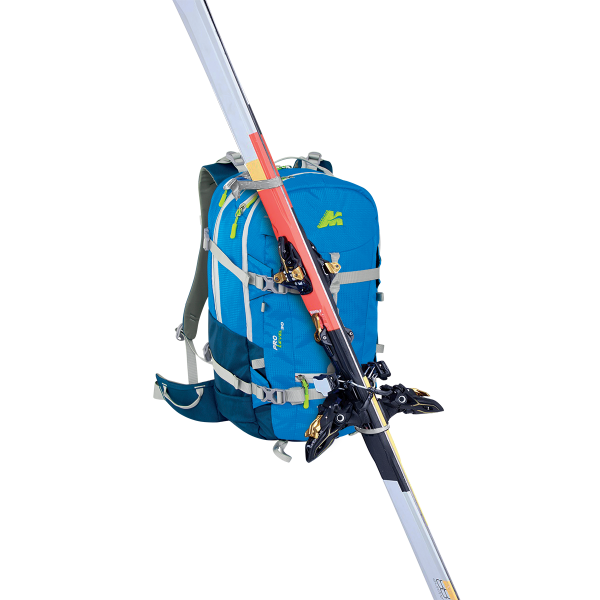 Zaino PRO LEVEL 30 Da Sci Alpinismo Colore Blu Azzurro con Porta Sci Diagonale Frontale