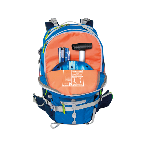 Zaino PRO LEVEL 30 Da Sci Alpinismo Colore Blu Azzurro con Tasca Sos Porta Pala e Sonda